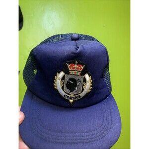Vintage Corsica Crest Emblem Dark Blue Truckers Cap Vtg